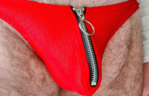 Men red zip front - men's,